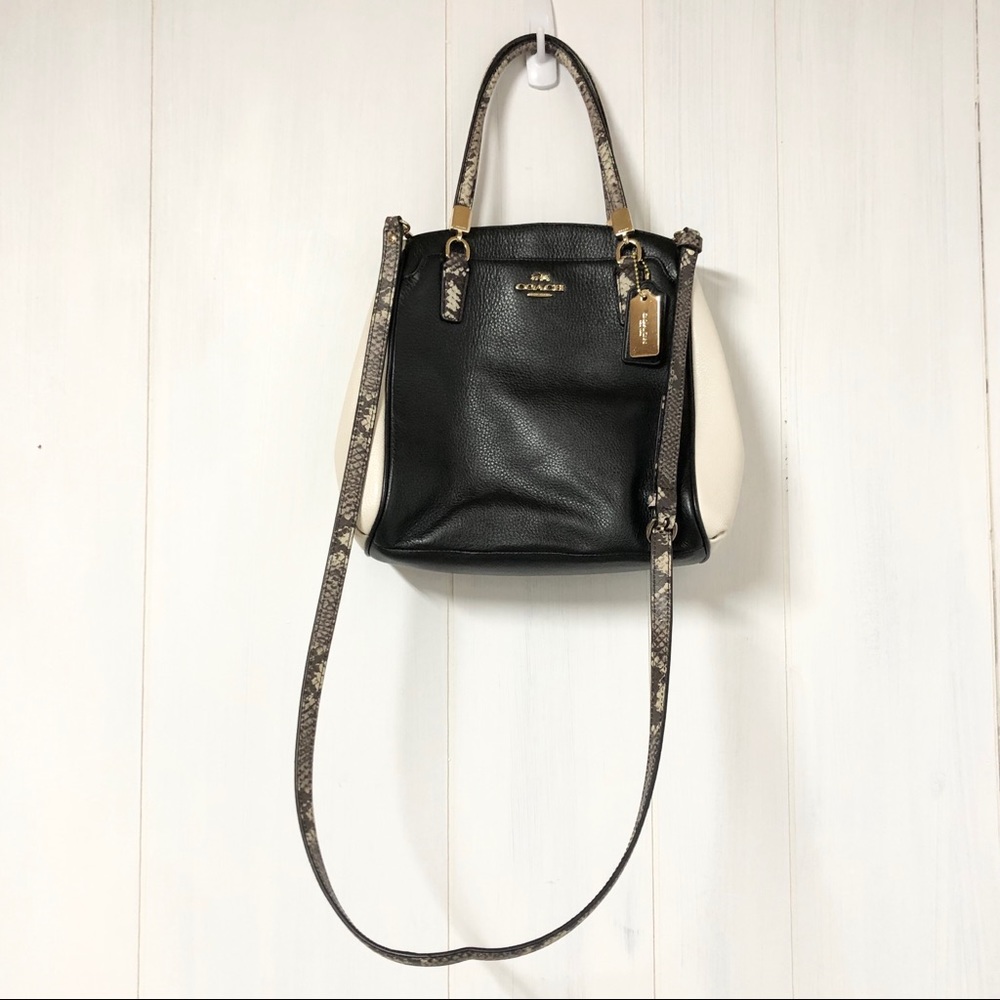 Coach Black & White Minetta Snakeskin Crossbody